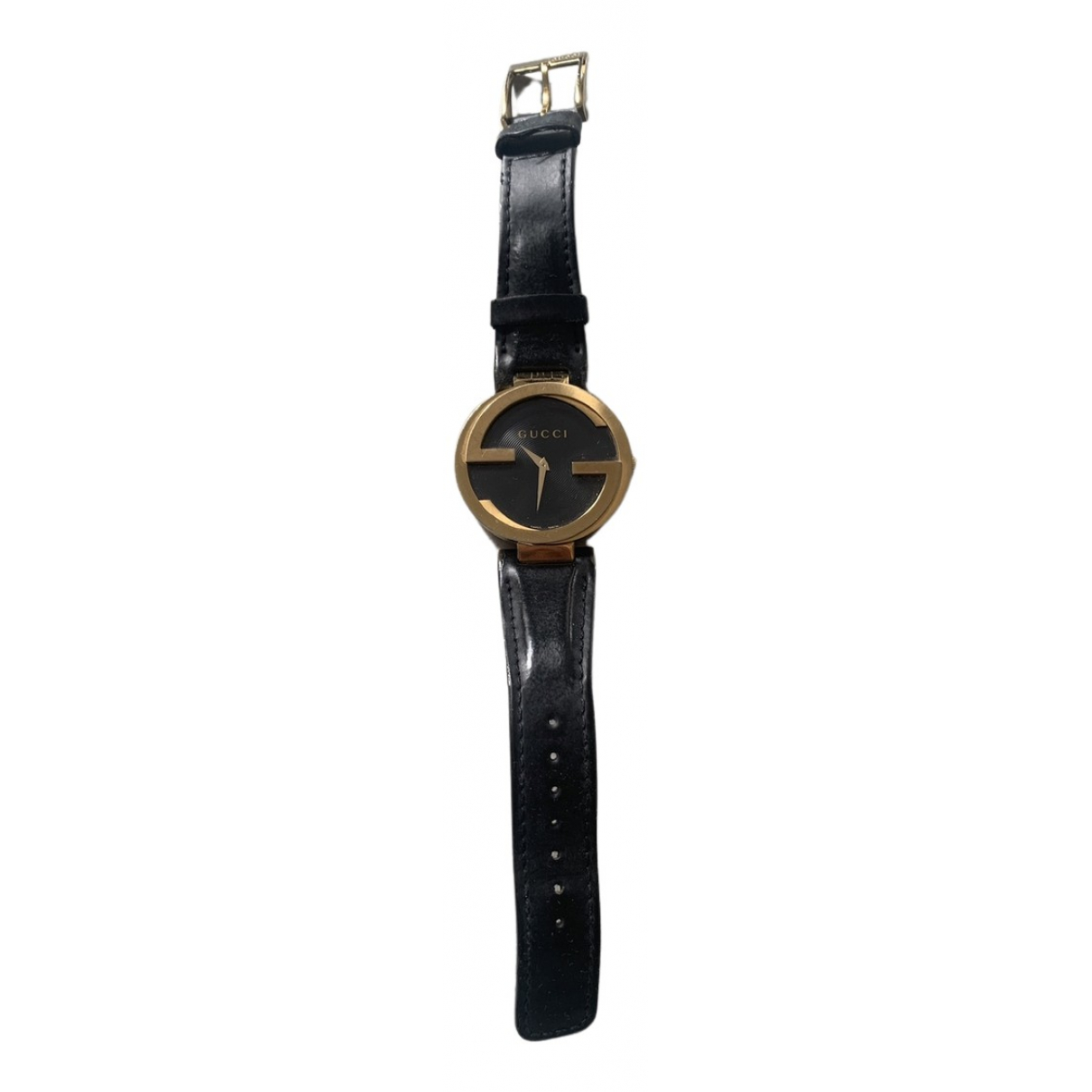 Interlocking watch Gucci Black in Gold 